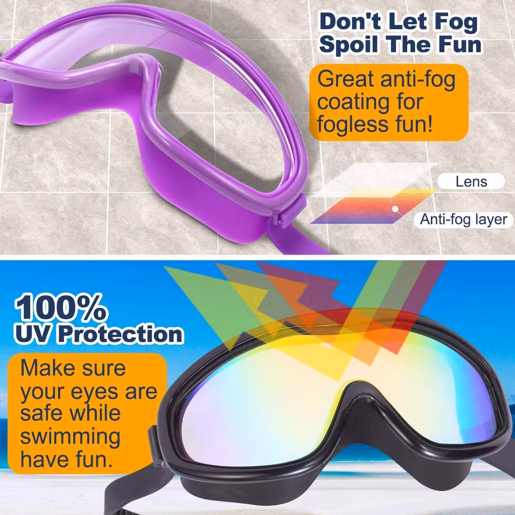 Newly Style Waterproof Non-Fog UV Swimming Goggles Adjustable Strip Kids Swim Glasses