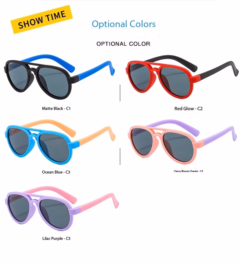 New Fashion Pilot Shape Tpee Baby Sunglasses with Tac Polarized Lens