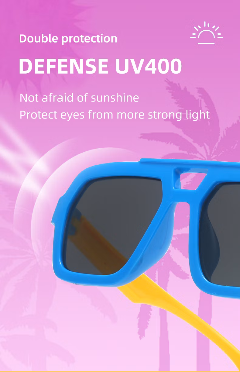 Double Bridge Kids PC Sunglasses UV 400 Children&prime;s Fashion Oculos De Sol