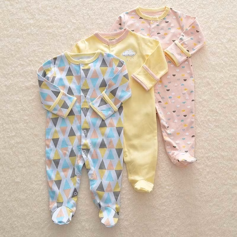 Children&prime;s Clothing Infants and Young Children Onesie Long-Sleeved Footed Crawling Clothes Baby Three Pieces Baby Wear Baby Clothes Kids Wear