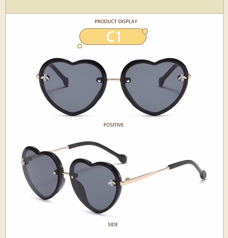 2022 Summer Hot Sales Unique Personalized Kids Eyewear Cheap Wholesales Frame Cute Party Eyeglasses Custom Logo Heart Shape Fashion Sunglasses