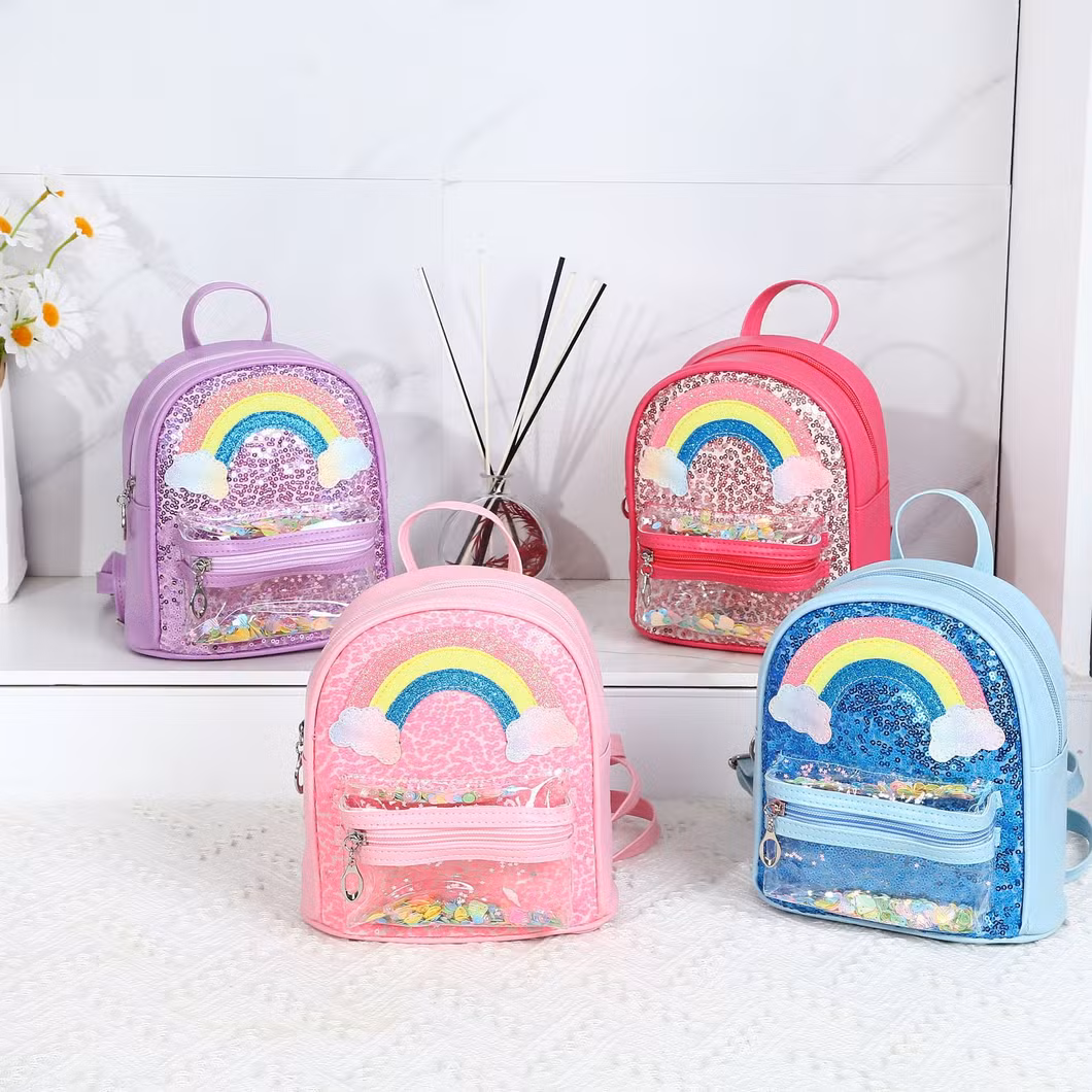 2024 New Children Boys Girls Fashion Transparent Sequins Cute Princess Backpack
