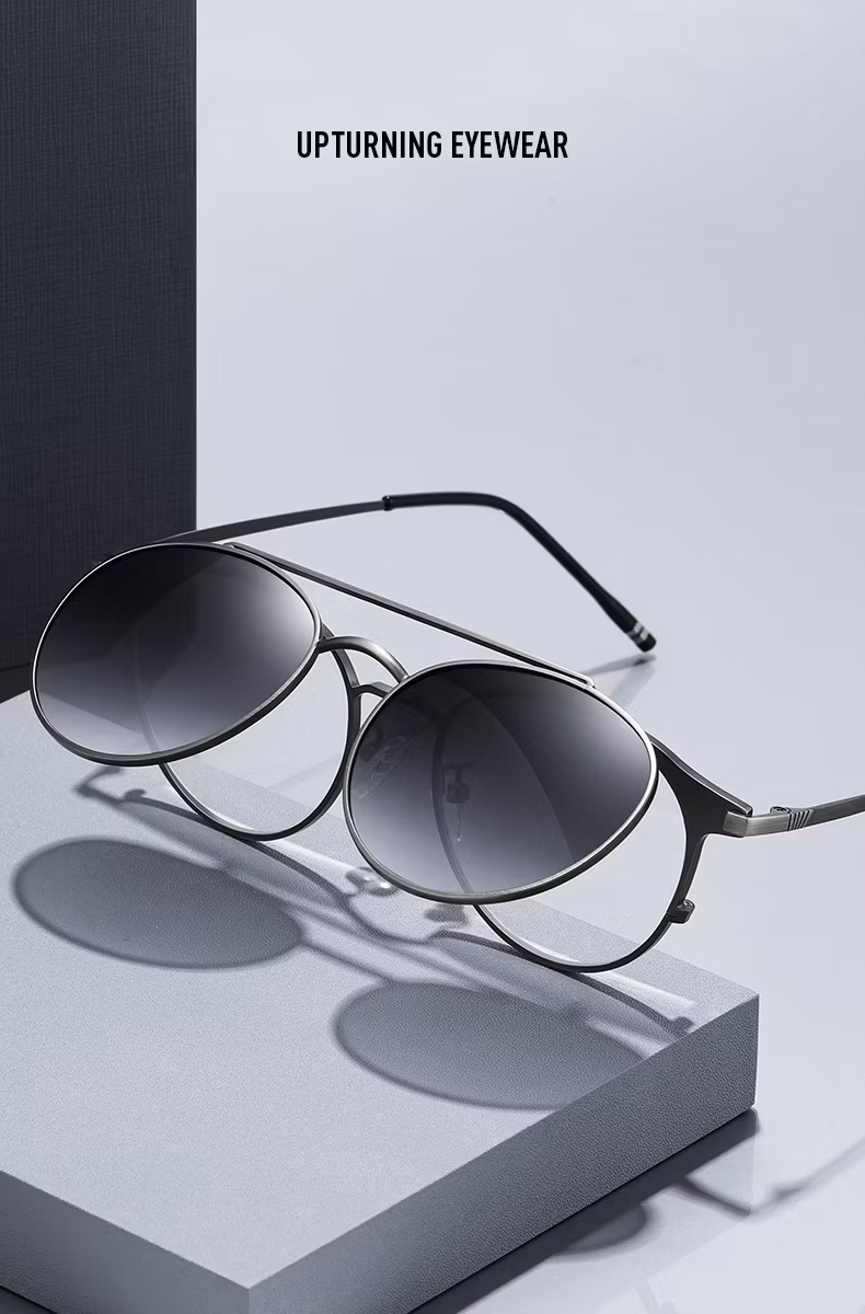 2024 New Round Frame Retro Double Polarized Flip Sunglasses Men&prime;s and Women&prime;s Trend Individuality Foreign Trade Sunglasses 7020