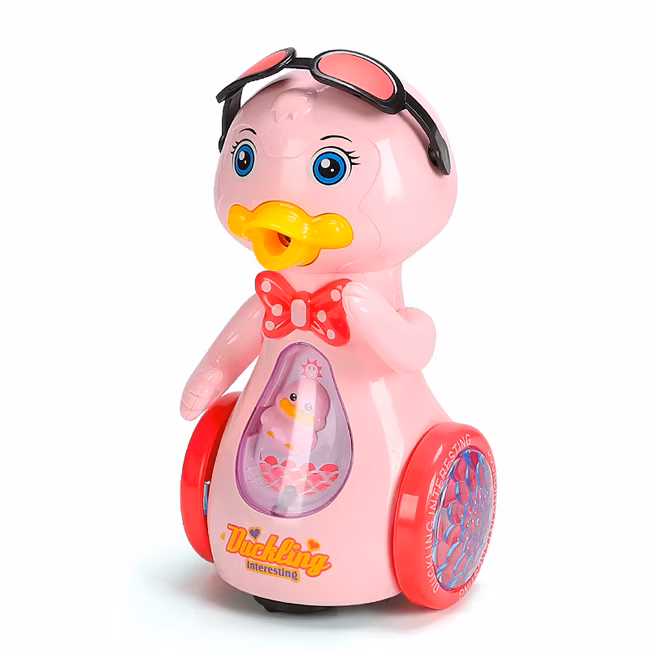 Battery Operated Cartoon Sunglasses Duck Toy Kids Plastic Animal Musical Toys Cute Baby Toys with Light Music and Spray Children Music Toys