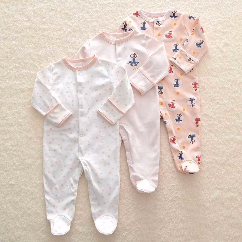 Children&prime;s Clothing Infants and Young Children Onesie Long-Sleeved Footed Crawling Clothes Baby Three Pieces Baby Wear Baby Clothes Kids Wear