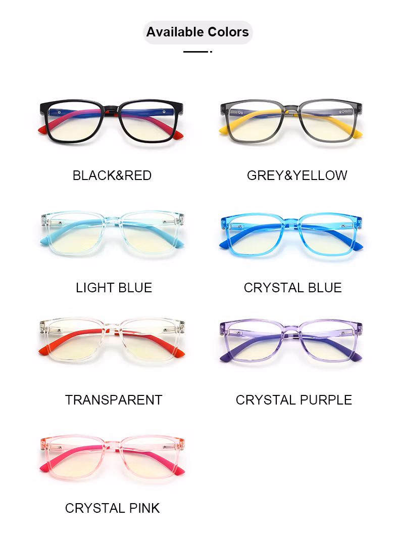 2023 Ready to Ship Amazon OEM Logo UV400 Tr90 Computer Anti Glare Kids Blue Light Blocking Glasses for Children