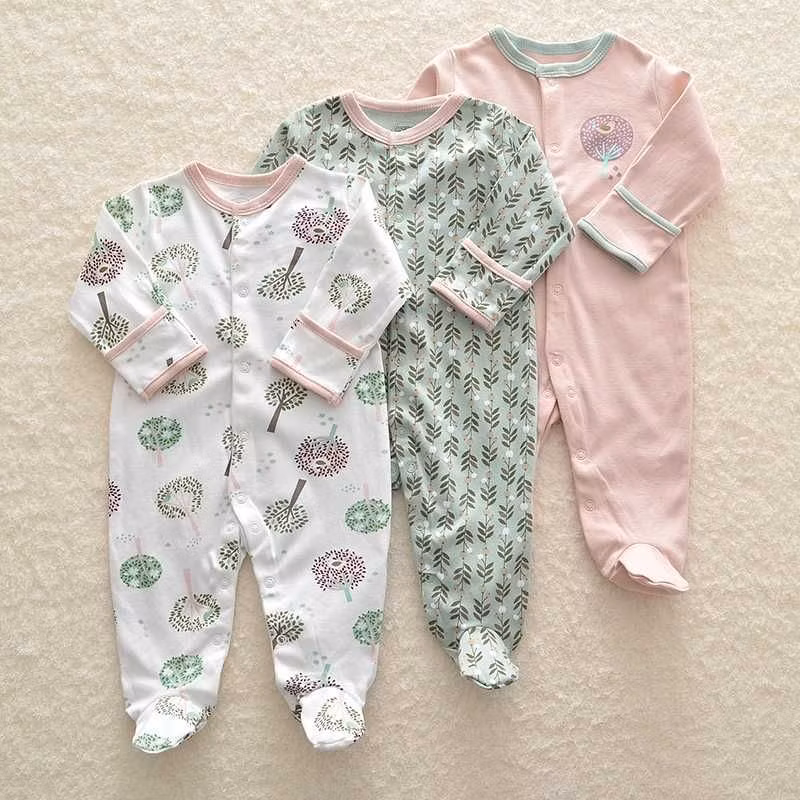 Children&prime;s Clothing Infants and Young Children Onesie Long-Sleeved Footed Crawling Clothes Baby Three Pieces Baby Wear Baby Clothes Kids Wear