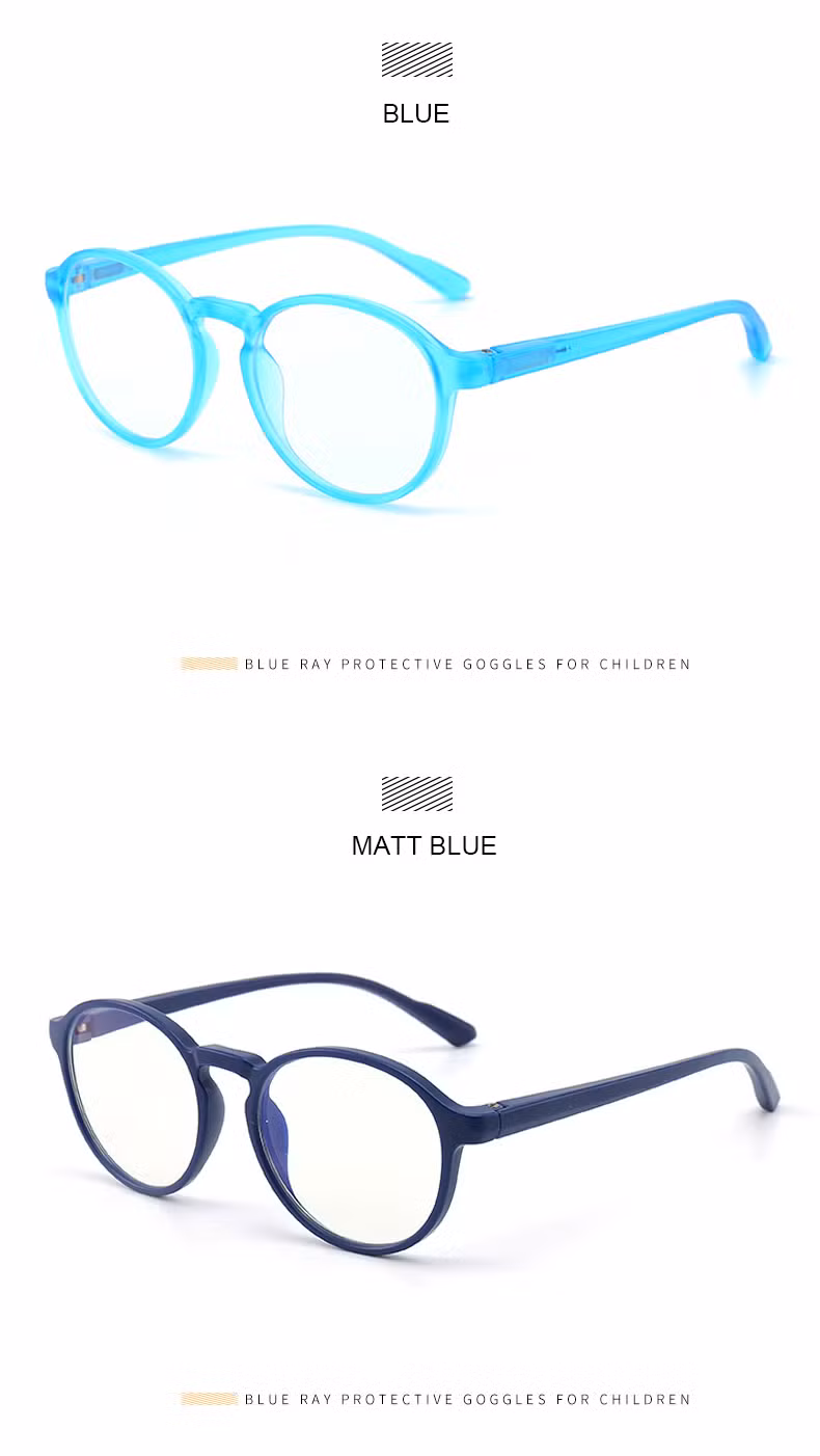 2023 Amazon Hot Selling Tr90 Spring Hinge Children Round Computer Anti Reflection Blue Light Glasses for Kids