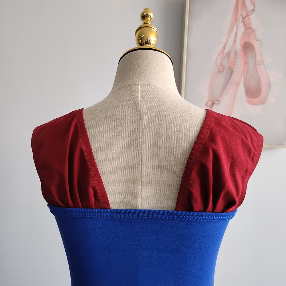 2024 Summer New Arrivals Hot Sales Nylon Spandex Velvet Strap Navy Blue Dance Ballet Leotards for Kids Girls