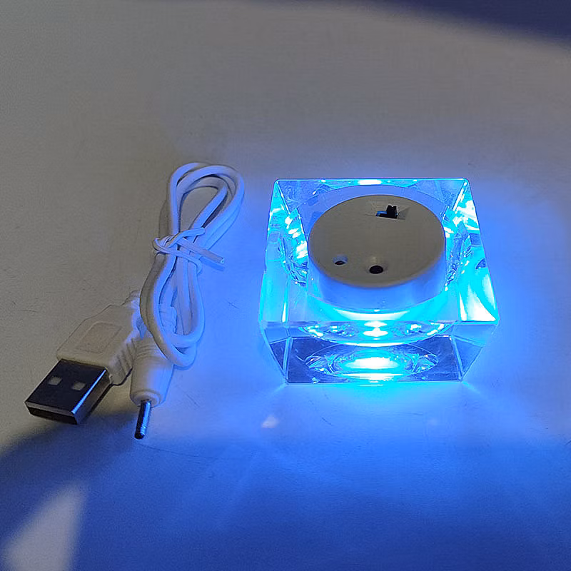 3D Glass-Crafts Crystal Ball with Crystal Base Glass LED Night Lamp