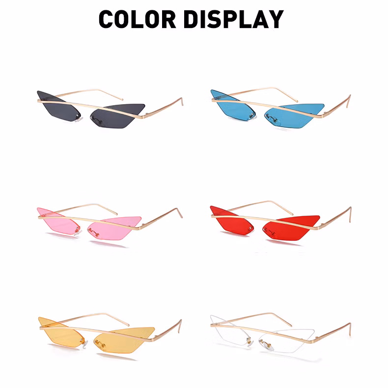 Luxury New Design Small Cat Eye Frameless Personality Sun Glasses for Men and Women Unique Fashion Style Sunglasses