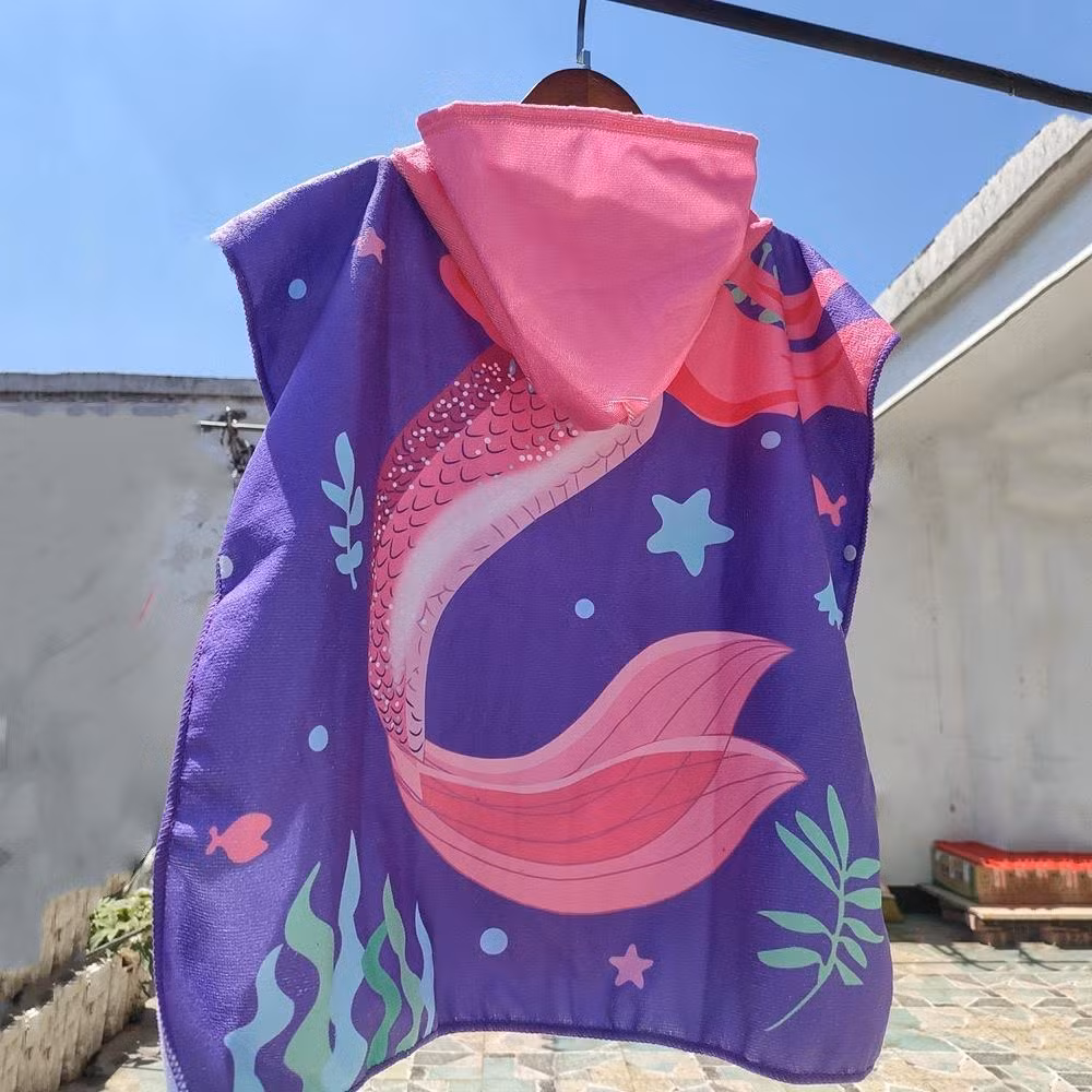 Swimming Pool Mermaid Bath Set for Kids and Adults Hooded Poncho Towel for Women Super Soft and Absorbent Microfiber Bl19867