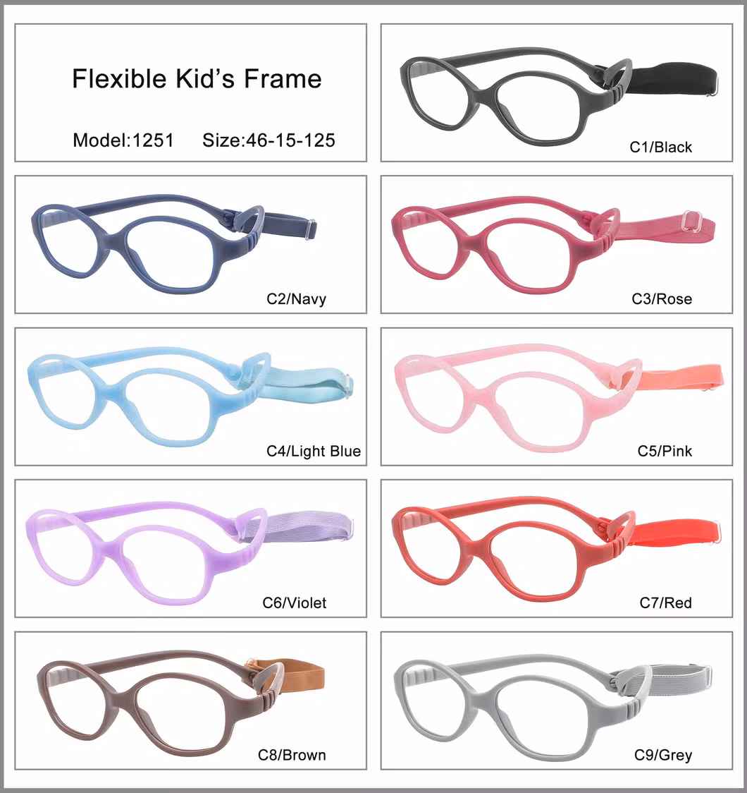 Wholesale Flexible Colorful Hot Sell Glasses Children Kids Optical Frame Fashion Eyewear Reading Glasses with Head Strap