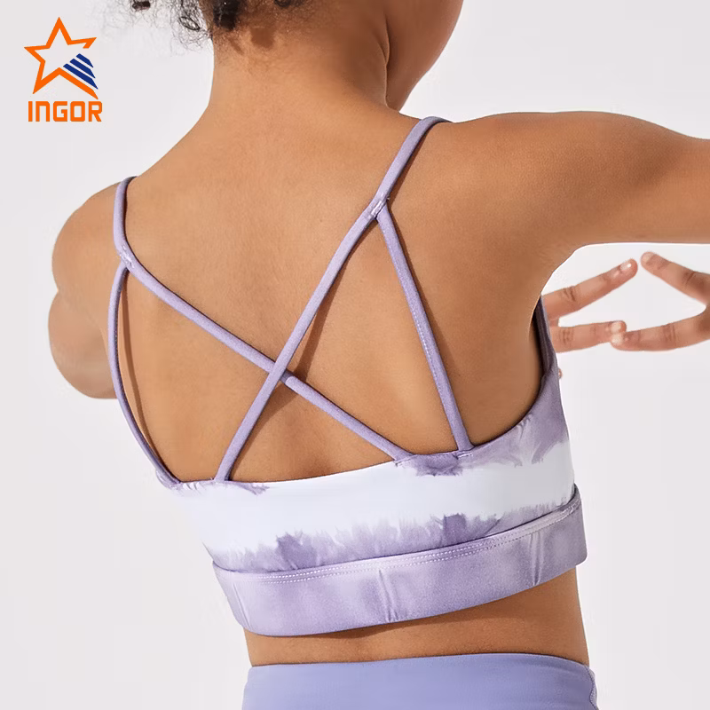 Ingorsports Kids Tie Dye Activewear Bra Soft Bottom Elastic Band for Kids Sports Running Yoga Athletic Fitness Wear Girl&prime;s Swimsuit