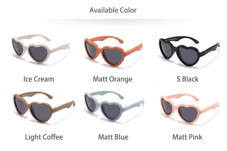 Kids Sun Glasses Newest Heart Shaped Polarized Fashion Baby Customized Logo Sunglasses 2023 Best Sell Products