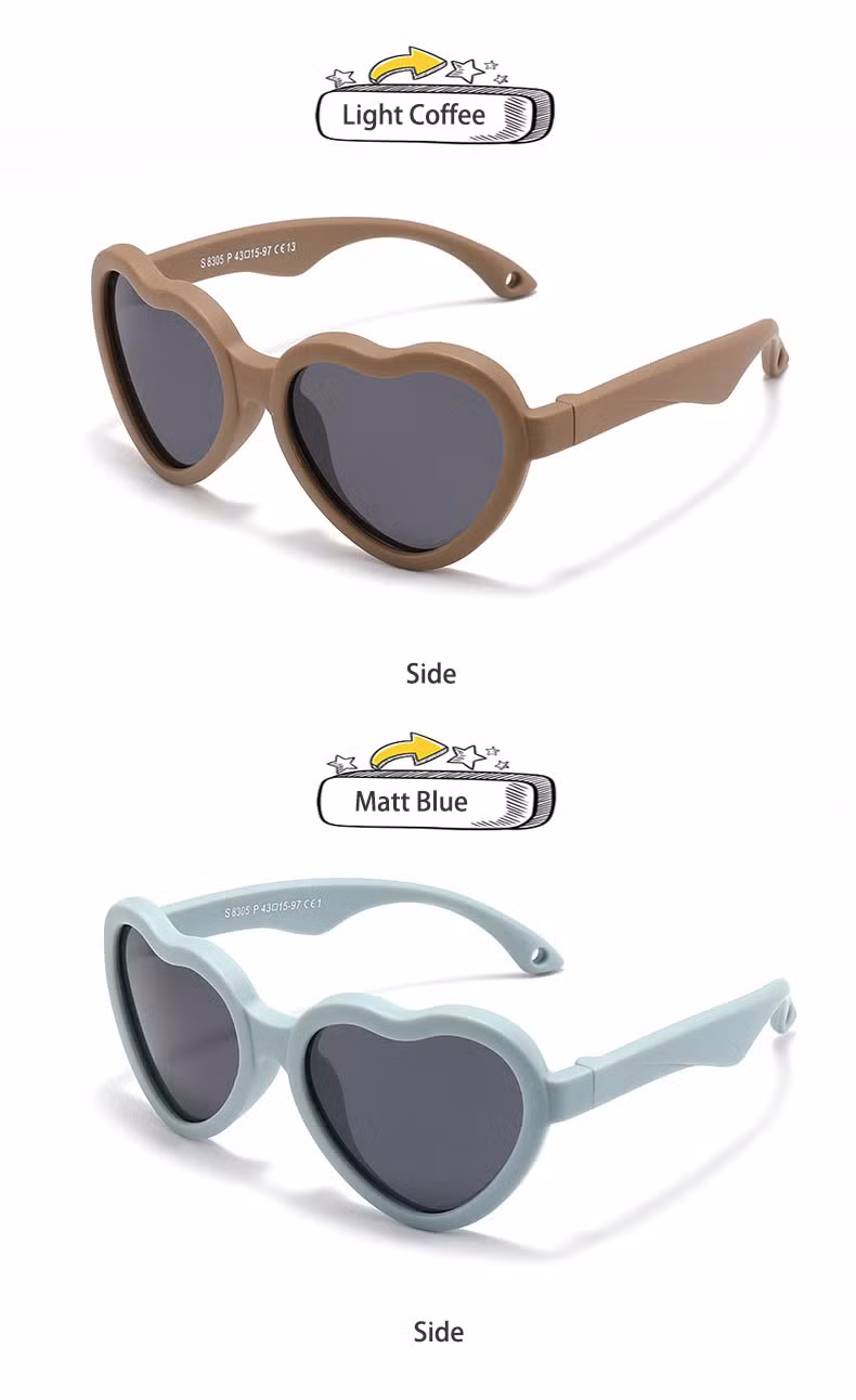 Kids Sun Glasses Newest Heart Shaped Polarized Fashion Baby Customized Logo Sunglasses 2023 Best Sell Products