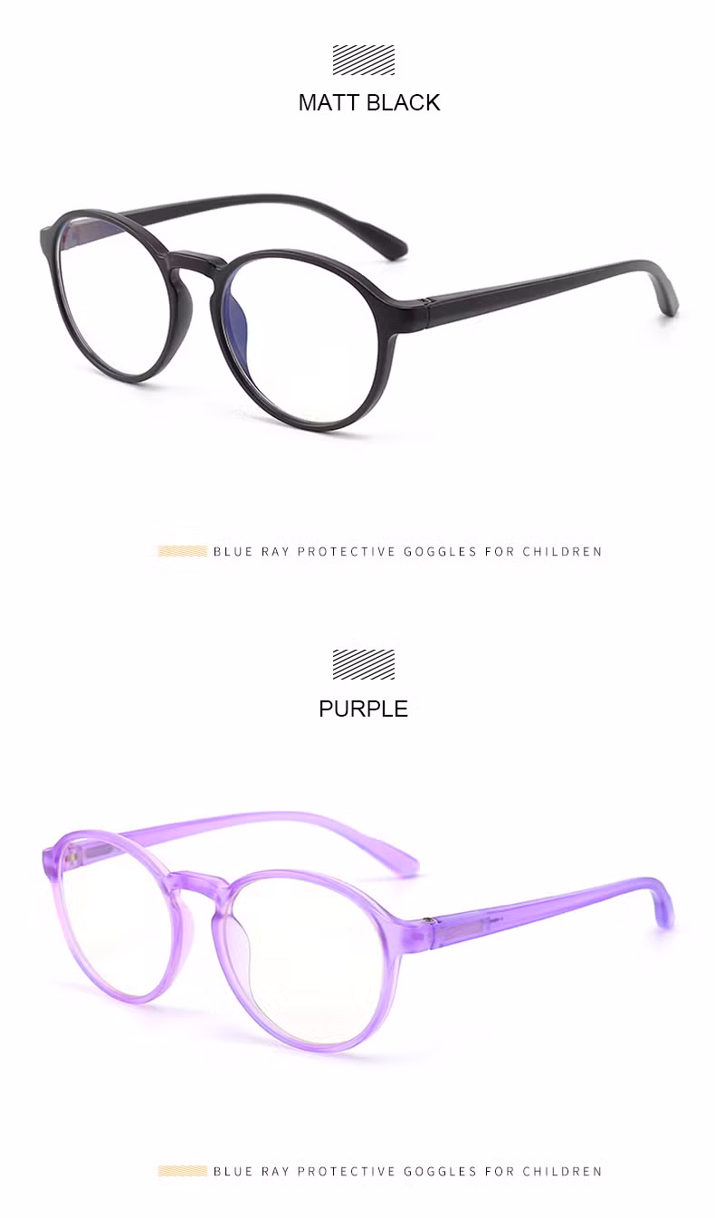 2023 Amazon Hot Selling Tr90 Spring Hinge Children Round Computer Anti Reflection Blue Light Glasses for Kids