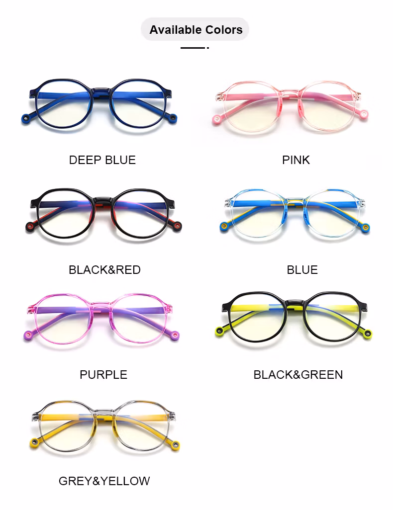 2023 in Stock Custom Tr90 Flexible Computer Gaming Anti Reflection UV400 Children Eyeglasses Frame Kids Anti Blue Light Glasses