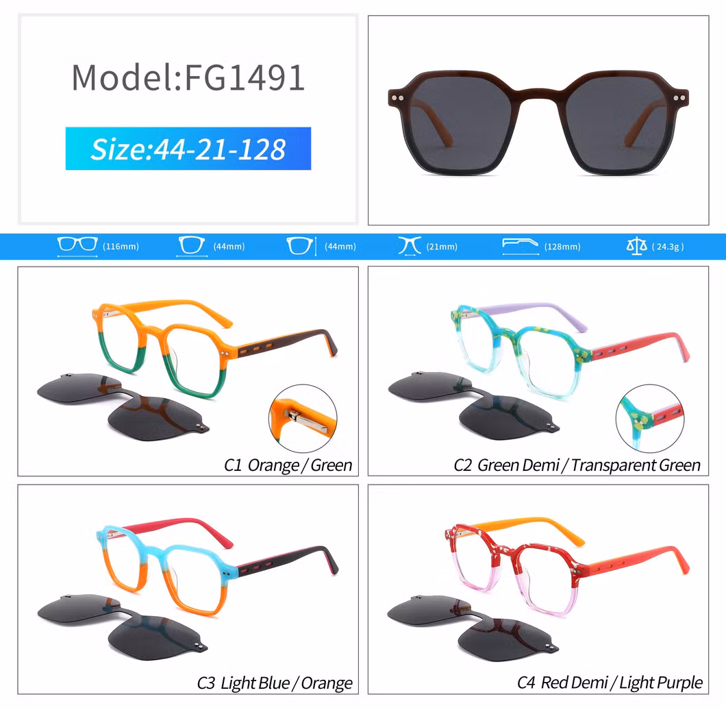 Kids Acetate Sunglasses Men Designer Sexy Children&prime;s Glasses Fashion Sunglasses 2023 Trendy Square Frame Clip-on Sunglasses
