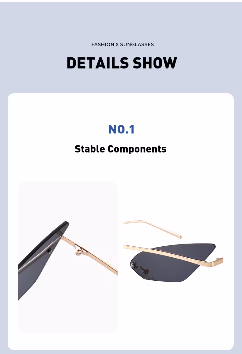 Luxury New Design Small Cat Eye Frameless Personality Sun Glasses for Men and Women Unique Fashion Style Sunglasses