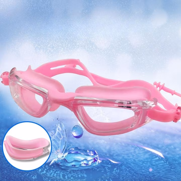 OEM Adult Waterproof and Fog-Proof HD Transparent One-Piece Earplugs Swimming Goggles