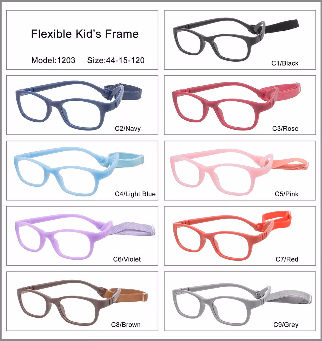Wholesale Flexible Colorful Hot Sell Glasses Children Kids Optical Frame Fashion Eyewear Reading Glasses with Head Strap