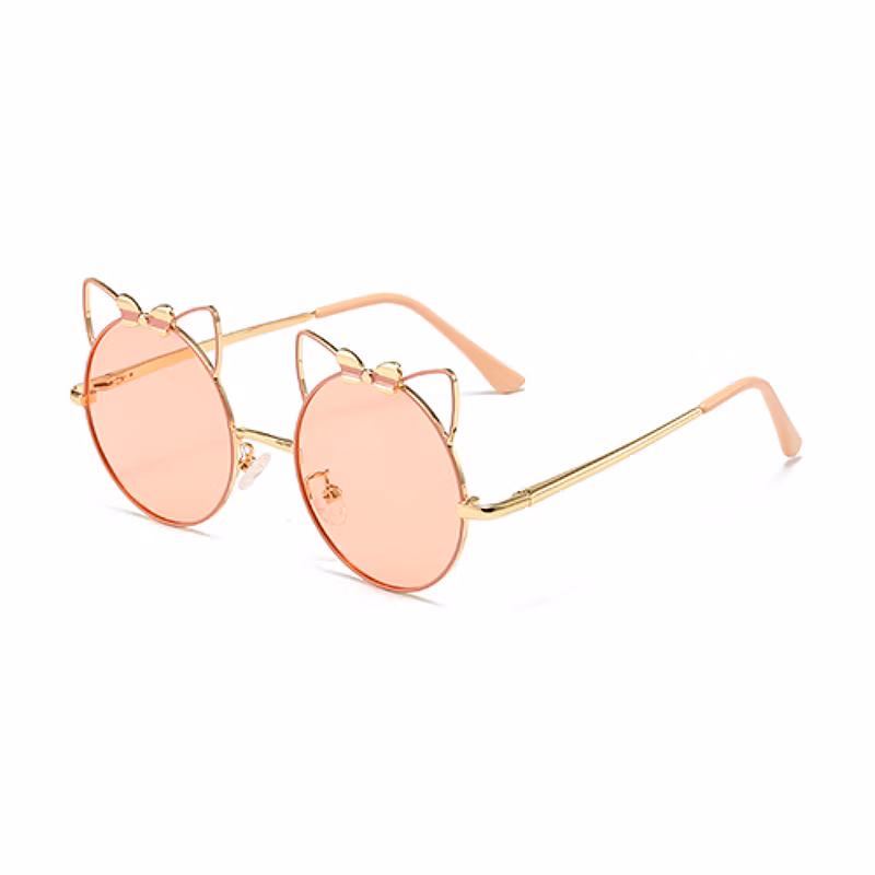 Customized Cartoon Big Face Cat Bowknot Kids Metal Sunglasses
