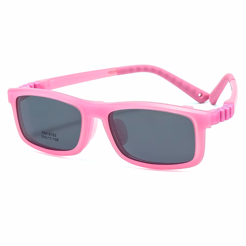 2023 Wholesale Boy Girls Ultem UV400 Tac Polarized Lens Pink Round Magnifying Clip on Sunglasses Kids Children
