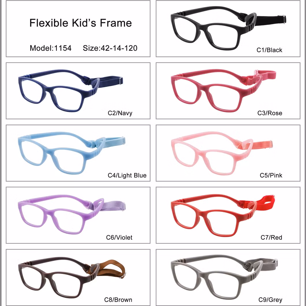 Wholesale Flexible Colorful Hot Sell Glasses Children Kids Optical Frame Fashion Eyewear Reading Glasses with Head Strap