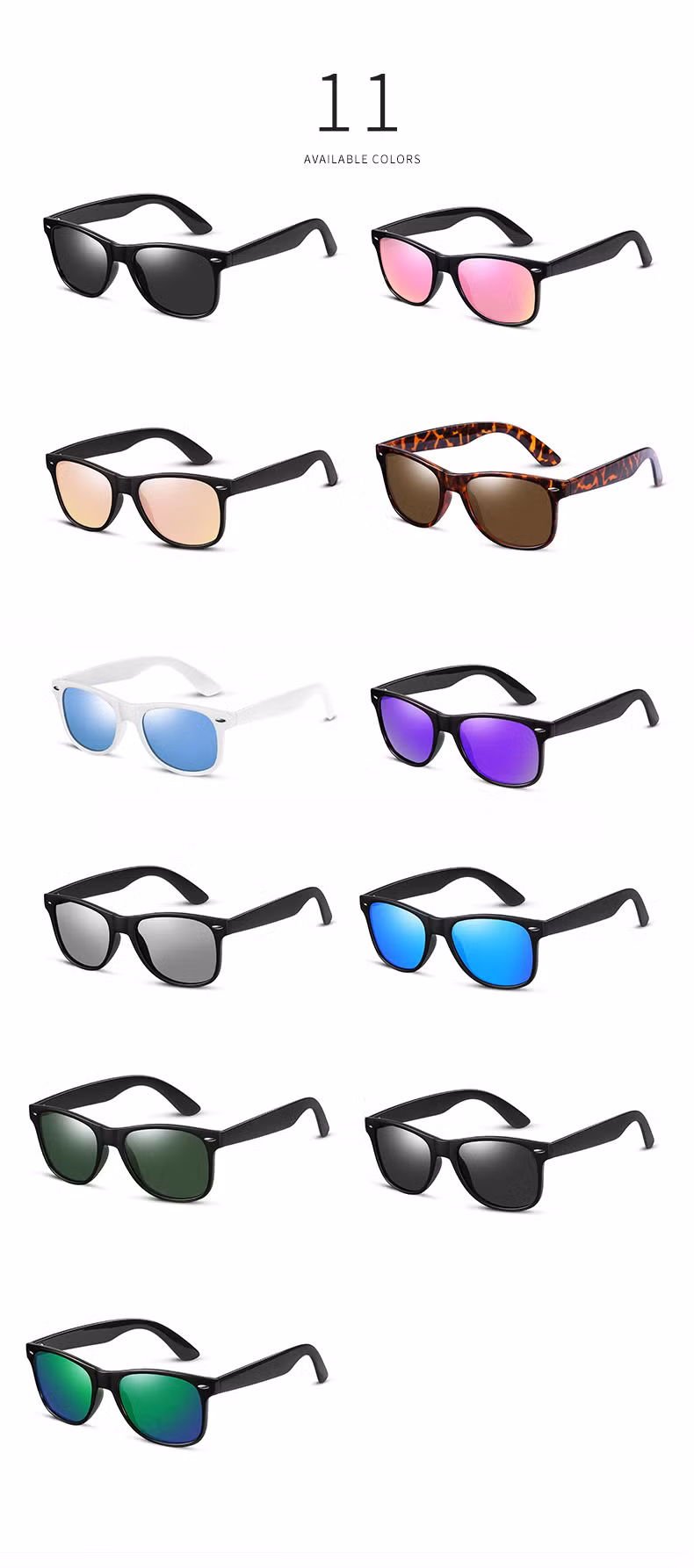 Ready to Ship New Arrive Hot Selling Colorful PC Retro Fashion Polarized Sunglasses for Man and Women Wholesale