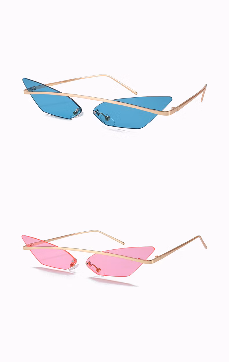 Luxury New Design Small Cat Eye Frameless Personality Sun Glasses for Men and Women Unique Fashion Style Sunglasses