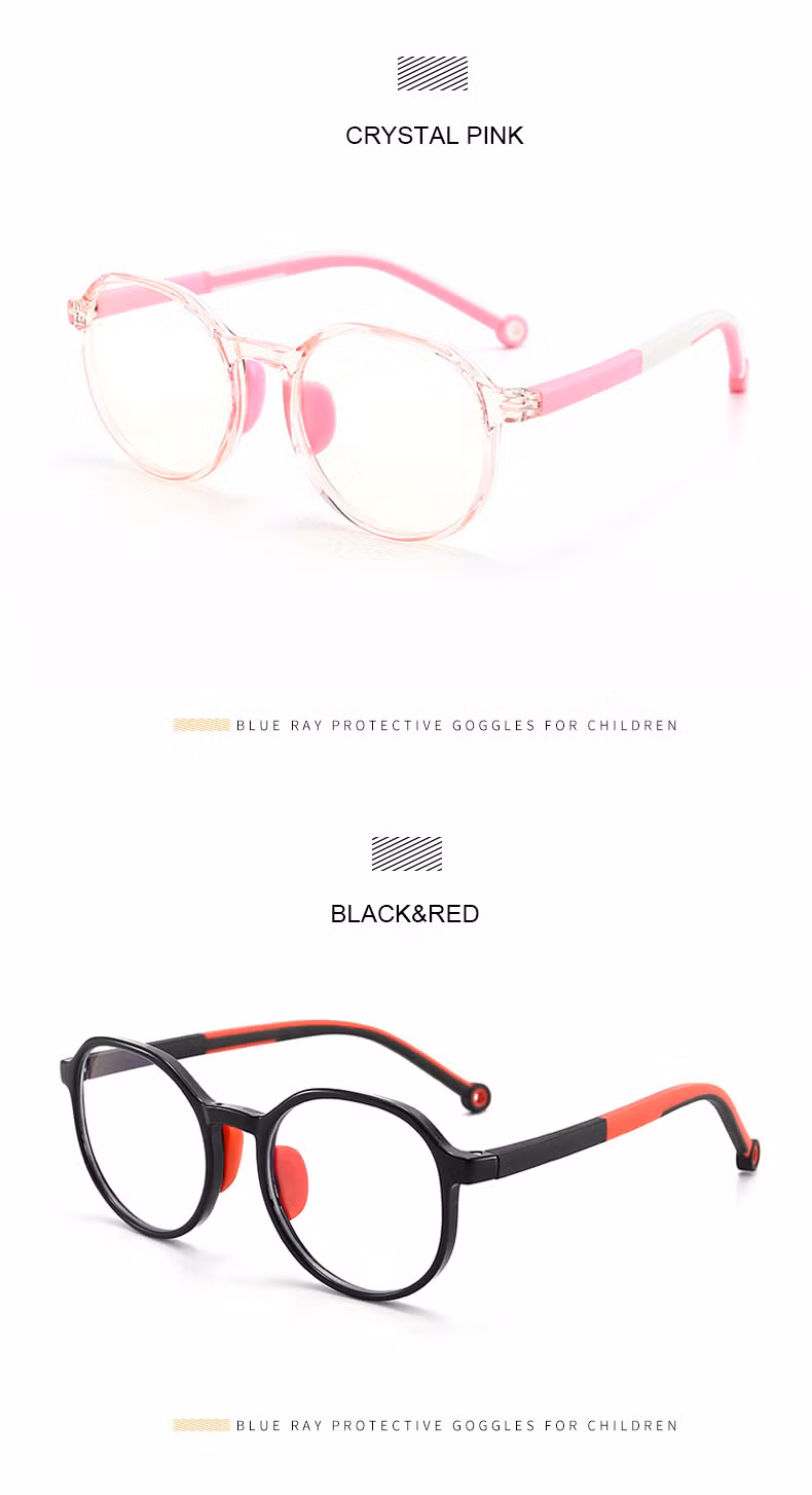 2023 in Stock Custom Tr90 Flexible Computer Gaming Anti Reflection UV400 Children Eyeglasses Frame Kids Anti Blue Light Glasses