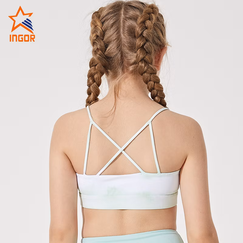 Ingorsports Kids Tie Dye Activewear Bra Soft Bottom Elastic Band for Kids Sports Running Yoga Athletic Fitness Wear Girl&prime;s Swimsuit
