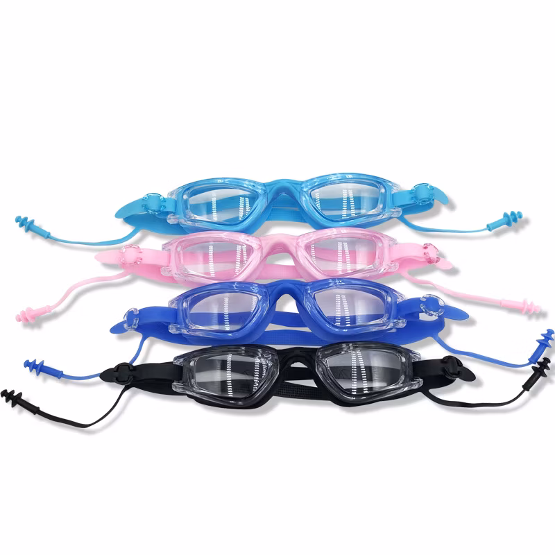 OEM Adult Waterproof and Fog-Proof HD Transparent One-Piece Earplugs Swimming Goggles