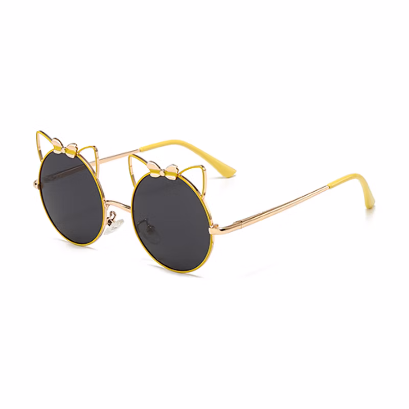 Customized Cartoon Big Face Cat Bowknot Kids Metal Sunglasses