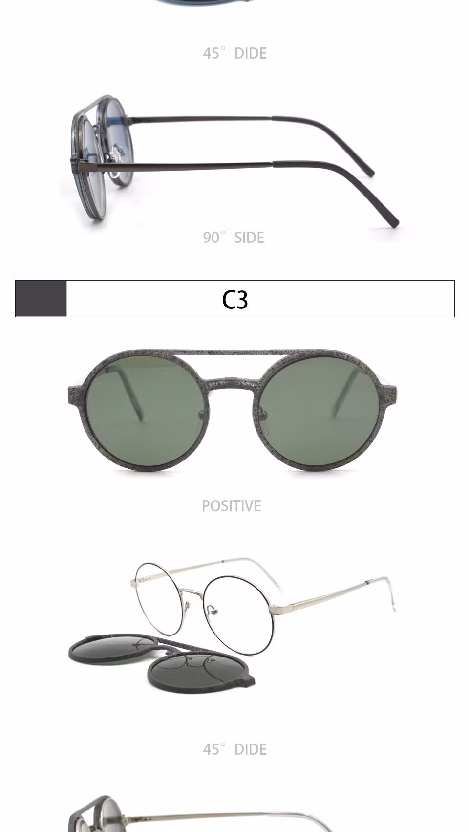 2023 Stylish Trend Metal Sunglasses Frame High End Optical Frame Circular Metal Optical Frame Clip on for Men and Woman