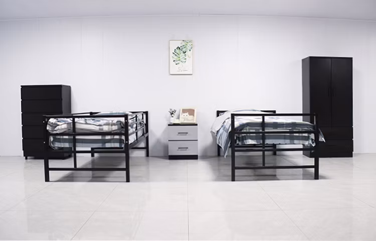 Children Dormitory Iron Detachable Beds Double Over Twin Steel 3 Tiers Metal Kids Triple Bunk Bed Frame