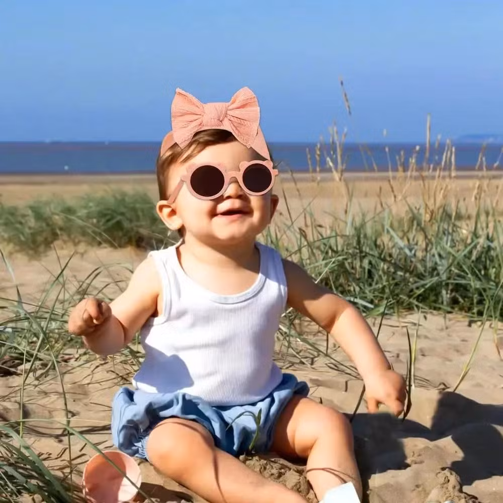 2PCS Heart Shaped Sunglasses Sunshade and Nylon Solid Color Elastic Headband Set for Girls Kids Hair Accessories Children