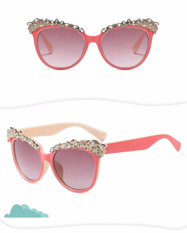 Kids Sun Glasses Hot Selling Retro Oversized Diamond Cat Eye Rhinestone Designer Sunglasses Eyeglasses Frames