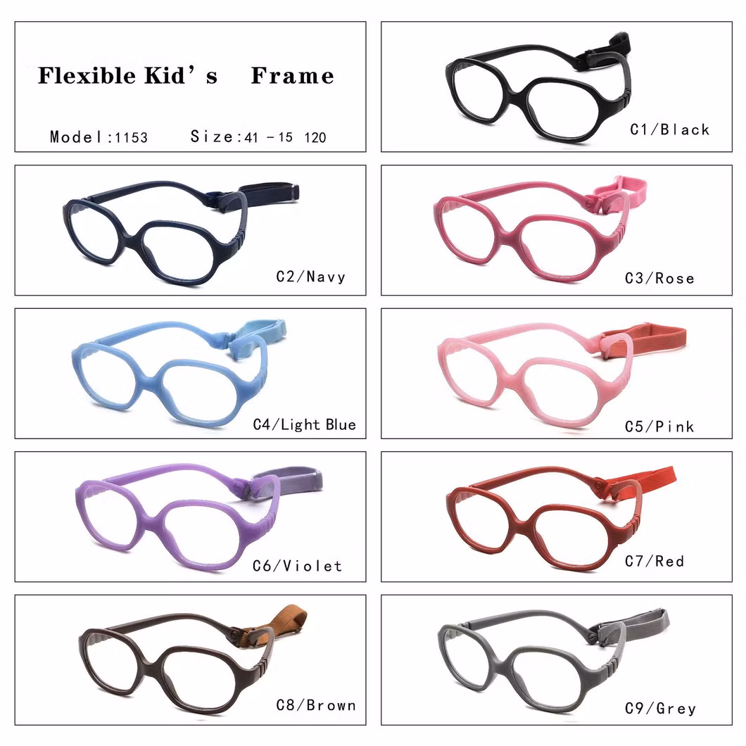 Wholesale Flexible Colorful Hot Sell Glasses Children Kids Optical Frame Fashion Eyewear Reading Glasses with Head Strap