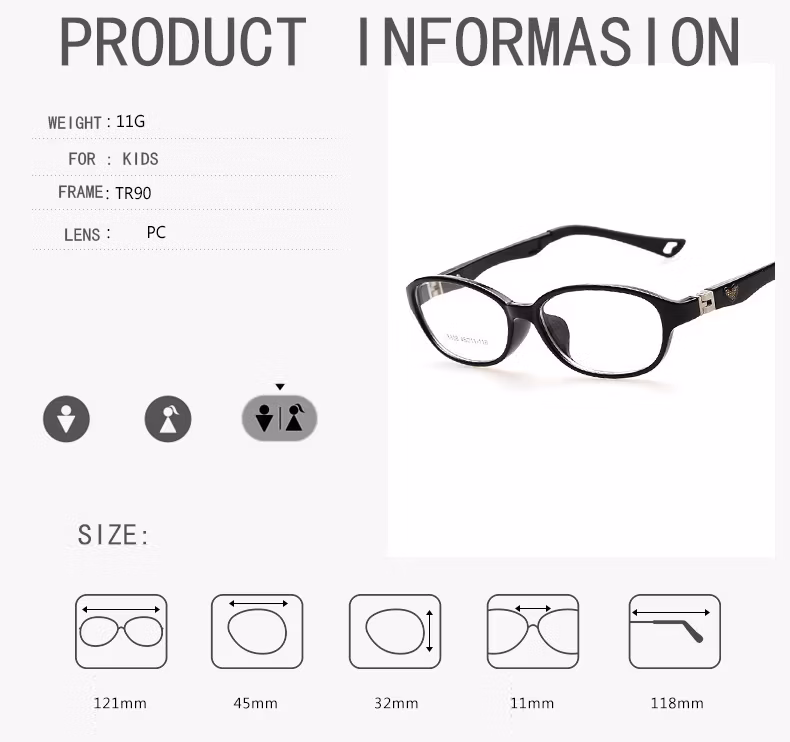 New Style Classic Trend Fashion Children Kids Tr90 Frame Optical Light Weight Eyeglass Glasses for Boys and Girl Wholesale