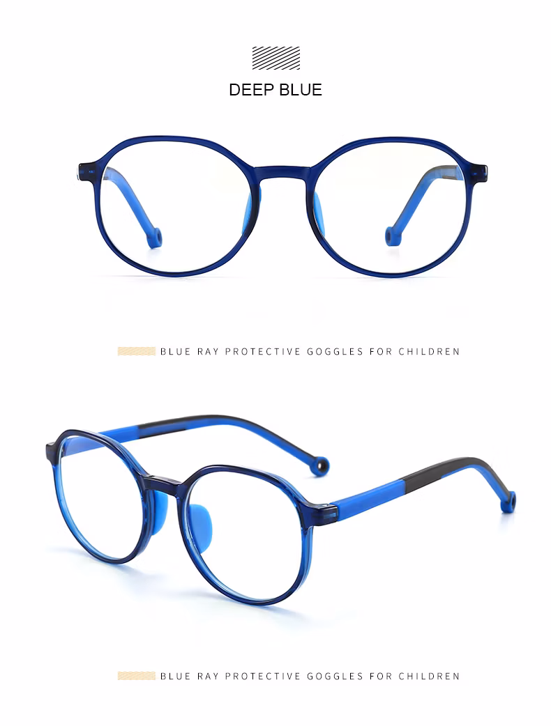2023 in Stock Custom Tr90 Flexible Computer Gaming Anti Reflection UV400 Children Eyeglasses Frame Kids Anti Blue Light Glasses