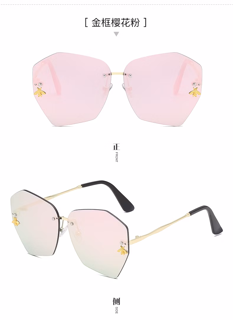Fashion Metal Rimless Small Frames Designer Shade HD UV400 Sun Glasses Sunglasses for Men with Cases