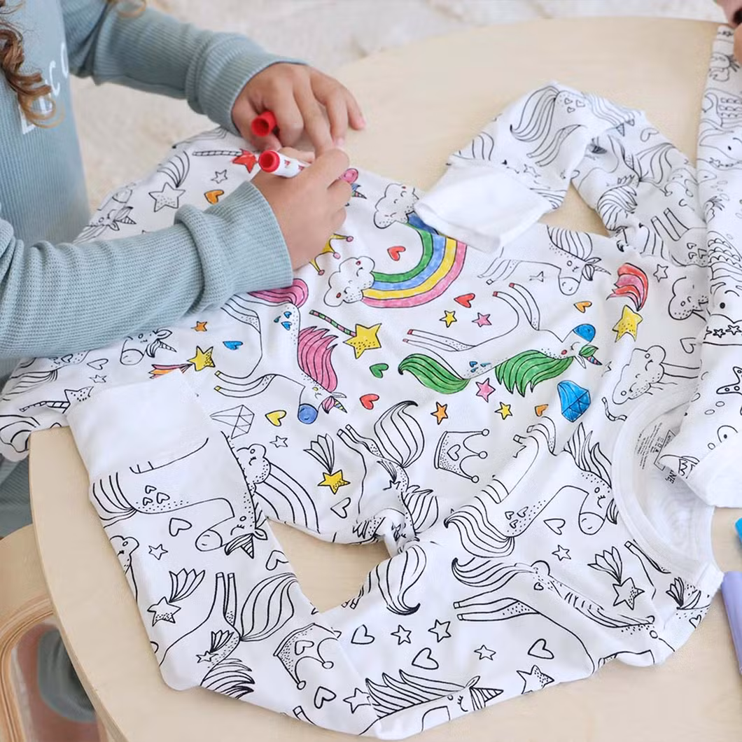 2024 Wholesale DIY Kids Pajamas Kids Clothing Sets Custom 100% Bamboo Fiber Girls Sleepwears Children&prime;s DIY Pyjamas