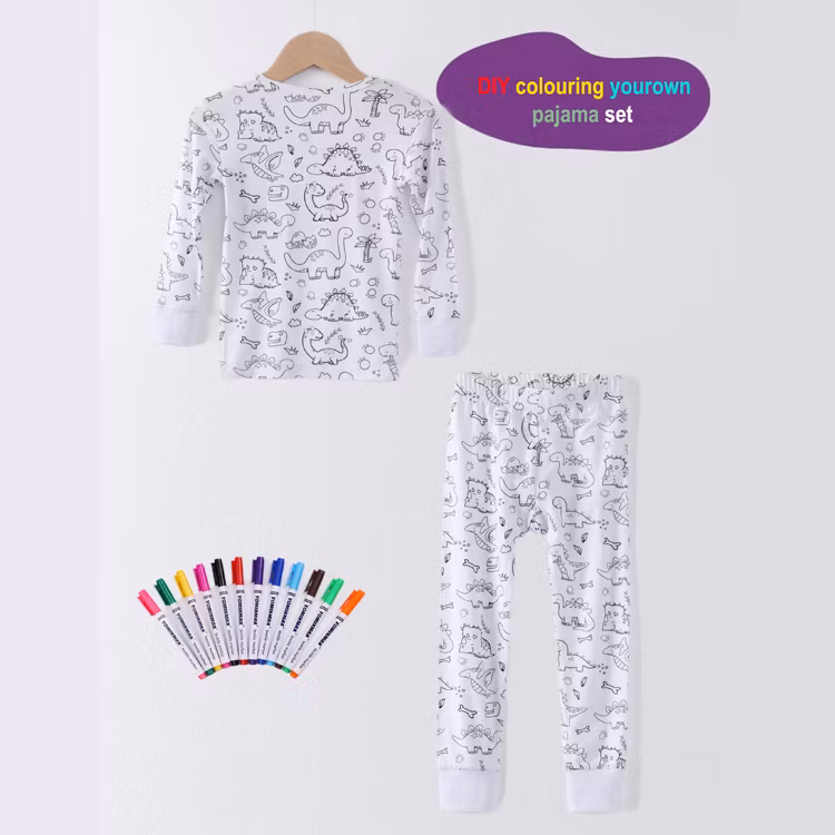 2024 Wholesale DIY Kids Pajamas Kids Clothing Sets Custom 100% Bamboo Fiber Girls Sleepwears Children&prime;s DIY Pyjamas