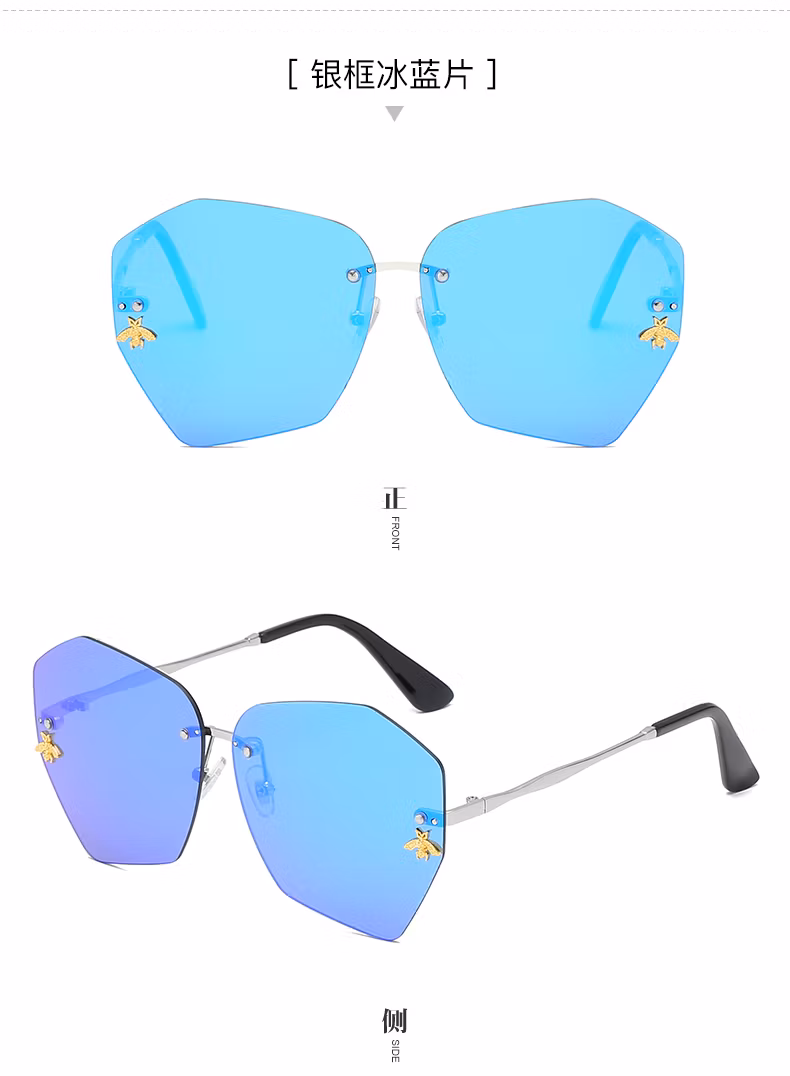 Fashion Metal Rimless Small Frames Designer Shade HD UV400 Sun Glasses Sunglasses for Men with Cases