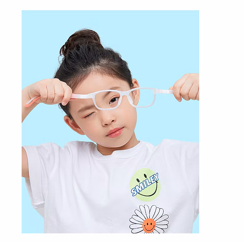 New Children&prime; S Fashion Anti-Blue Light Glasses Boys and Girls Eye Protection Flat Mirror Silicone Two Injection Temples