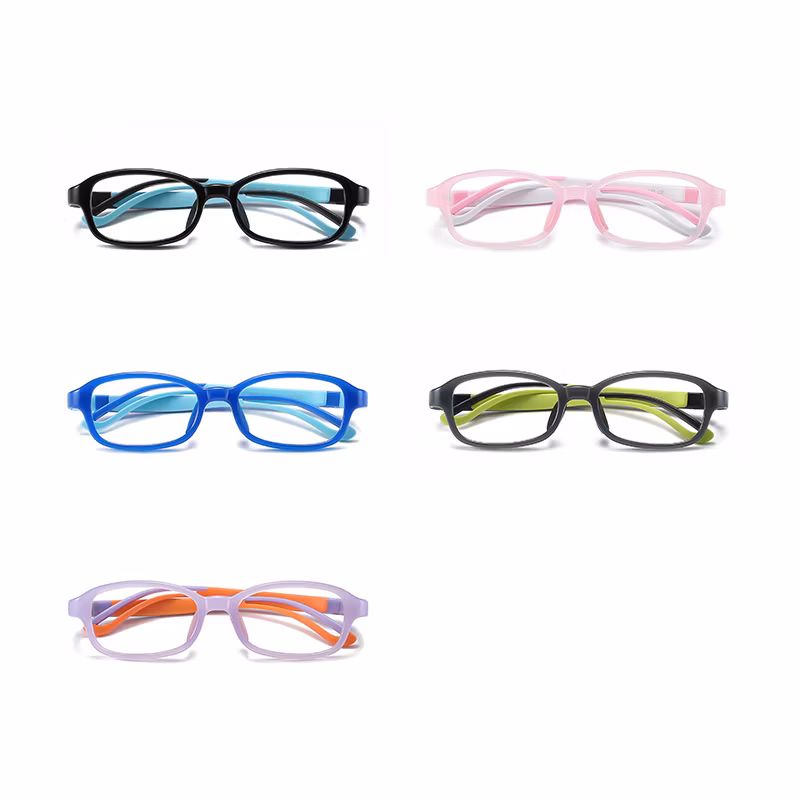2021 New Children&prime; S Anti-Blue Light Glasses Boys and Girls Flat Mirror Super Elastic Silicone Temples Can Be Equipped with Myopia