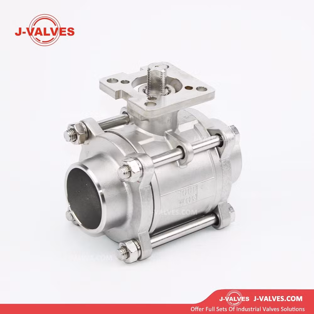 J-Valves 3PC Ball Valve Direct Mounting Pad Thread End/Butt Weld Type Stainless Steel 304/316