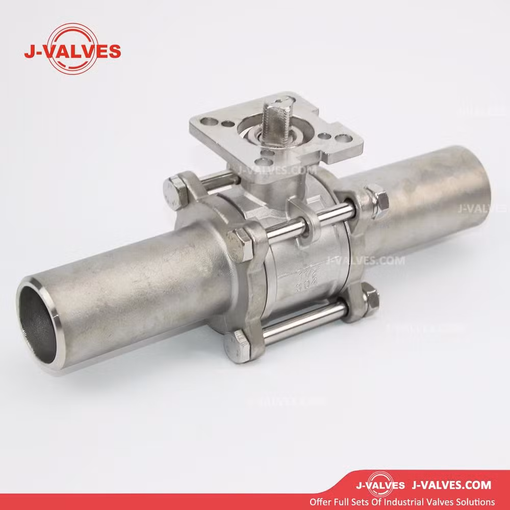 J-Valves 3PC Ball Valve Direct Mounting Pad Thread End/Butt Weld Type Stainless Steel 304/316